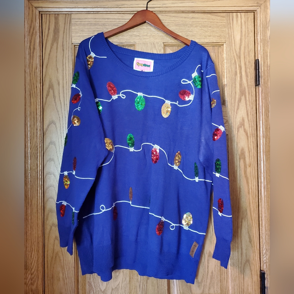 Women's Christmas Lights Ugly Christmas Sweater. 3X.